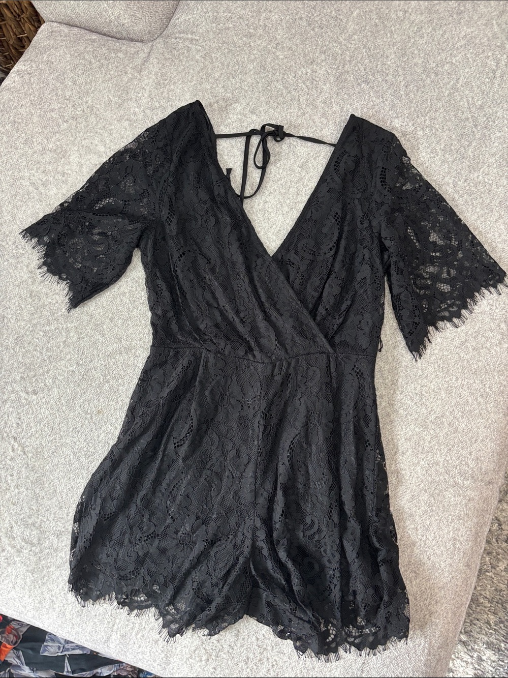 Black Lace V-Neck Romper